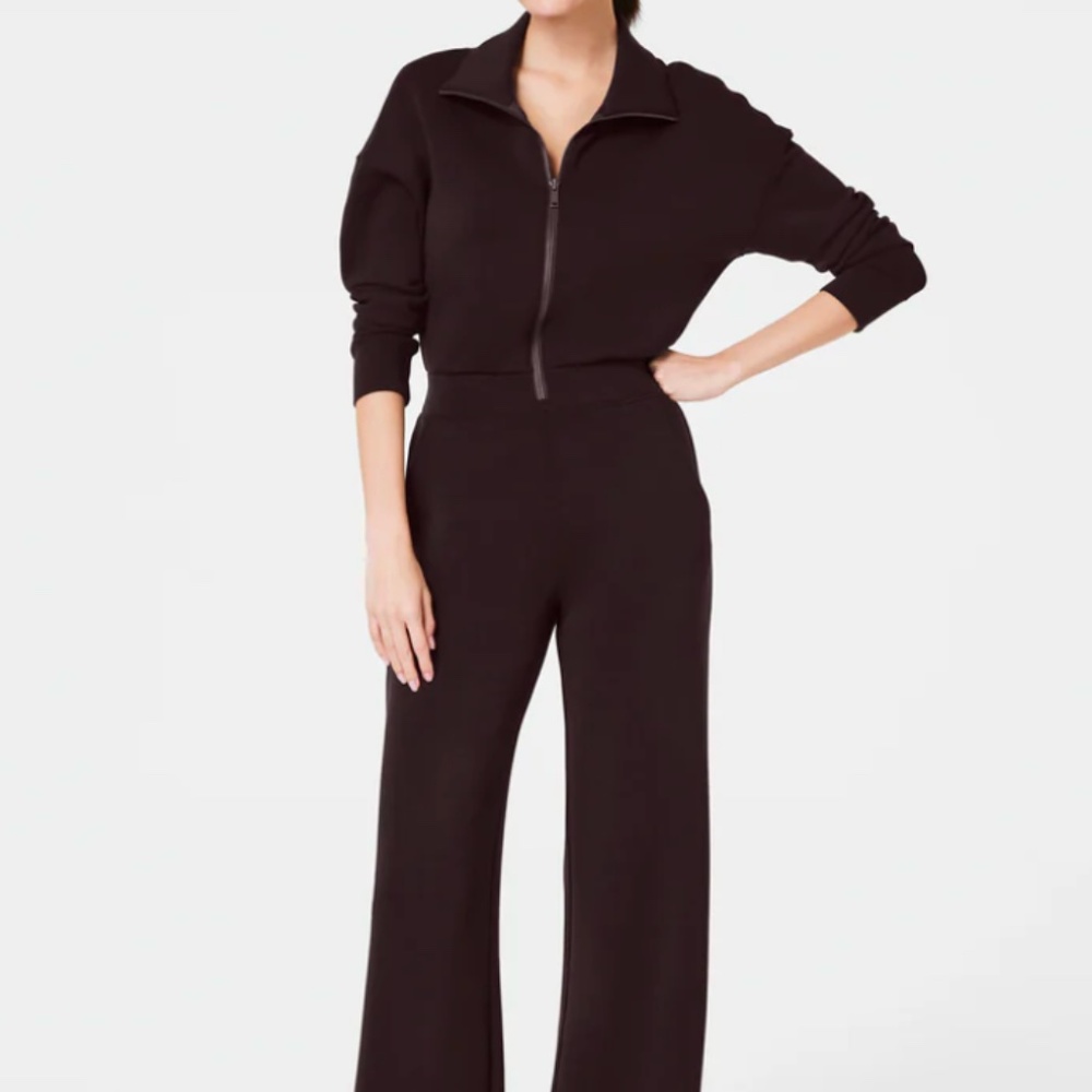 NEW Spanx AirEssentials Long Sleeve Truffle Brown Jumpsuit Sz M NWT Never Worn